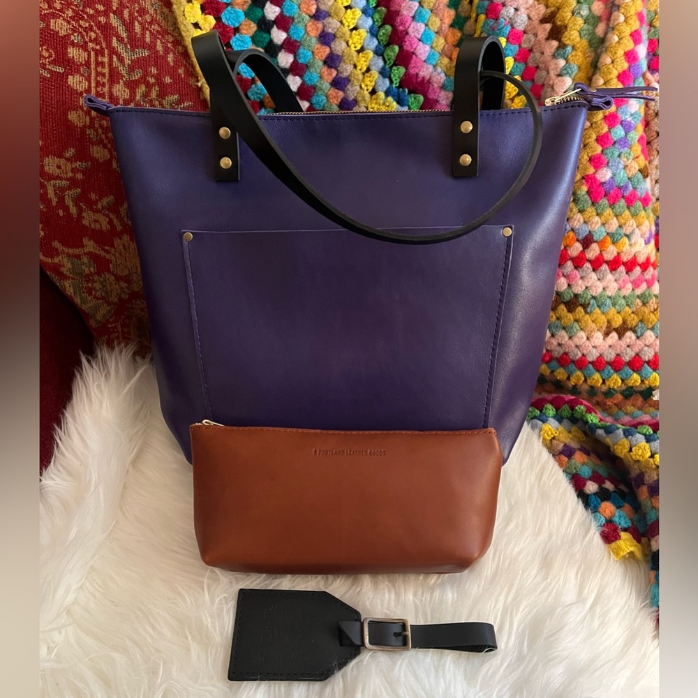 Portland Leather Goods Small Violet Zip Tote Bundle